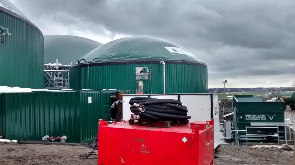 biogas fermentation and gas collection tanks